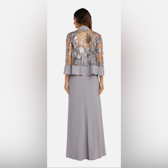BRAND NEW Grey with Silver Sequin and Lace R&M RICHARDS DRESS SIZE 6 - Picture 6 of 11